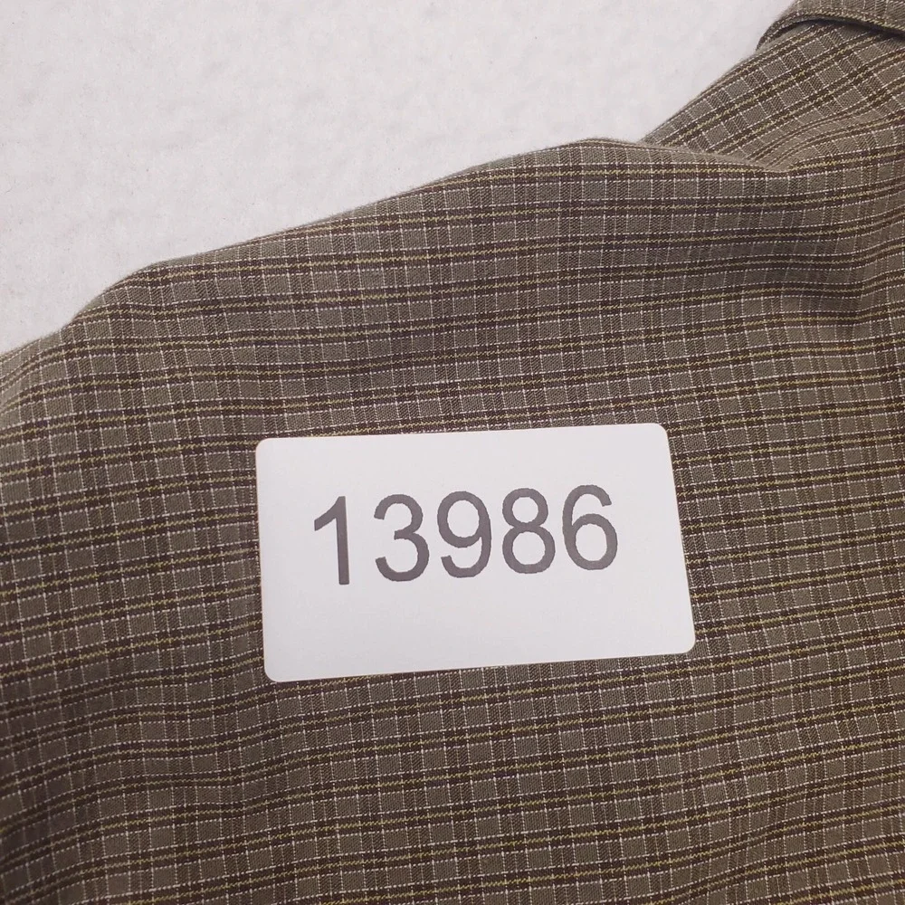 North Face Shirt Mens Large Green Check Plaid Button Up Outdoor Camp Cabin Hike
